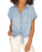 Sanctuary Mod Chambray Tie-front Top