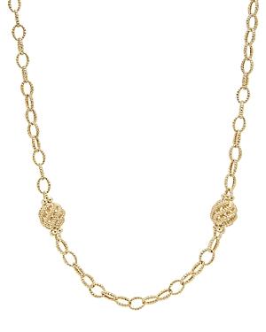 Lagos 18k Gold Caviar Fluted Link Station Necklace, 18