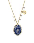 Meira T 14k Yellow Gold And 14k White Gold Blue Sapphire Pendant Necklace With Diamonds, 16