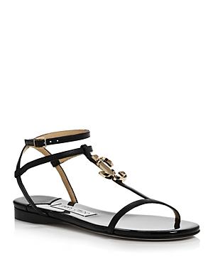 Jimmy Choo Women's Alodie Leather Flat Sandals