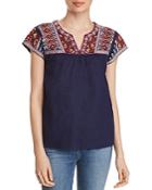 Johnny Was Ezra Embroidered Linen Top