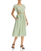 Rebecca Taylor Floral Print Silk Cutout Midi Dress