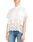 The Kooples Lace-detail Embroidered Cotton Shirt