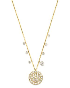 Meira T 14k White & Yellow Gold Pave Disc & Bezel Pendant Necklace, 16-18