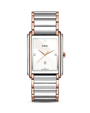 Rado Integral Quartz Stainless Steel And Rose Gold Pvd Watch With Diamonds, 40.1mm
