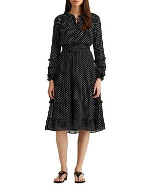 Lauren Ralph Lauren Dot Print Long Sleeve Dress