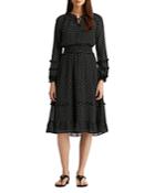 Lauren Ralph Lauren Dot Print Long Sleeve Dress