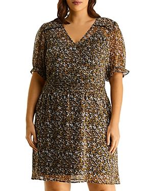 Estelle Plus Noir Ditsy Floral Dress