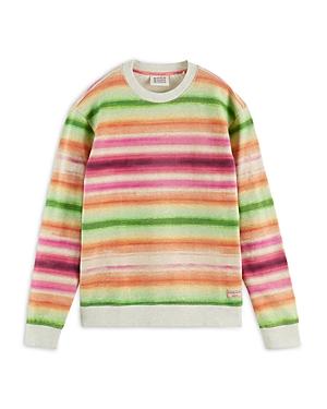 Scotch & Soda Cotton Gradient Stripe Regular Fit Crewneck Sweatshirt