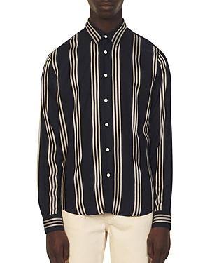 Sandro H21 Winter Flow Stripe Regular Fit Button Down Shirt