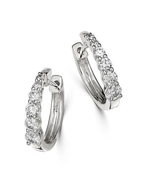 Bloomingdale's Diamond Graduated Hoop Earrings In 14k White Gold - 100% Exclusive