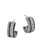 John Hardy Sterling Silver Modern Chain Small Hoop Earrings With Black Sapphire