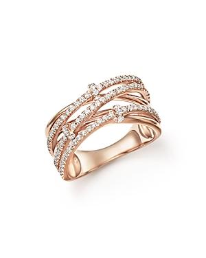 Bloomingdale's Diamond Multi-row Crossover Ring In 14k Rose Gold, 0.50 Ct. T.w. - 100% Exclusive