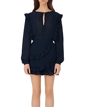 Maje Istra Pinstriped Ruffled Romper
