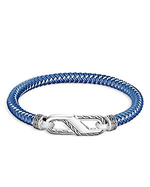 John Hardy Men's Sterling Silver Classic Woven Blue Rubber Carabiner Clasp Bracelet