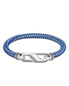 John Hardy Men's Sterling Silver Classic Woven Blue Rubber Carabiner Clasp Bracelet