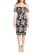 Dress The Population Embroidered Off The Shoulder Sheath Dress