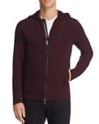 John Varvatos Star Usa Leather Trim Zip-front Hoodie Sweatshirt