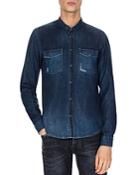 The Kooples Washed Denim Slim Fit Button-down Shirt
