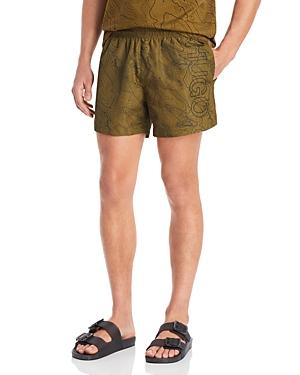 Hugo Saikai Topography Print Regular Fit Swim Trunks