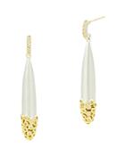 Freida Rothman Fleur Bloom Drop Earrings In 14k Gold-plated & Rhodium-plated Sterling Silver