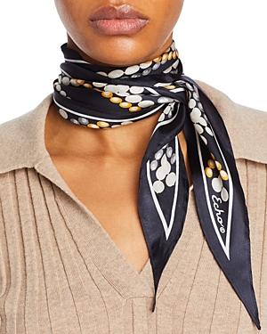 Echo Bead Print Silk Pleated Diamond Scarf