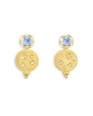 Temple St. Clair 18k Yellow Gold Celestial Diamond & Moonstone Cosmos Drop Earrings