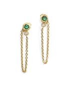 Emerald And Diamond Front-back Chain Drop Earrings In 14k Yellow Gold - 100% Exclusive