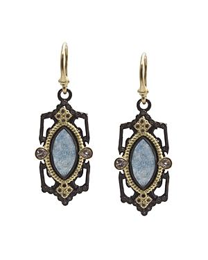 Armenta 18k Yellow Gold And Blackened Sterling Silver Old World Marquis Blue Quartz Triplet, Champagne Diamond And White Sapphire Drop Earrings - 100% Exclusive