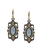 Armenta 18k Yellow Gold And Blackened Sterling Silver Old World Marquis Blue Quartz Triplet, Champagne Diamond And White Sapphire Drop Earrings - 100% Exclusive