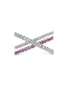 Hayley Paige For Hearts On Fire 18k White Gold Harley Wrap Power Band With Diamonds & Sapphires