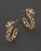 John Hardy Batu Naga 18k Yellow Gold Diamond Pave Dragon Medium Hoop Earrings With African Ruby Eyes