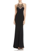 Avery G Embellished Mesh Inset Gown