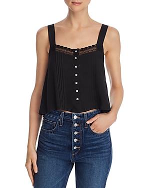 Re: Named Spenser Lace-trimmed Button-down Cropped Top