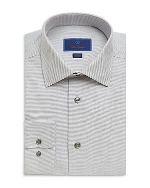 David Donahue Horizontal Stripe Trim Fit Dress Shirt