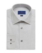 David Donahue Horizontal Stripe Trim Fit Dress Shirt