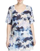Nally & Millie Plus Watercolor Floral Print Tunic