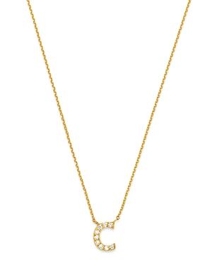 Bloomingdale's Diamond Initial Pendant Necklace In 14k Yellow Gold, 0.03-0.07 Ct. T.w. - 100% Exclusive