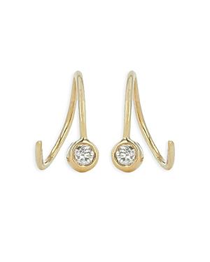 Rachel Reid 14k Yellow Gold Diamond Dot Wire Threader Earrings