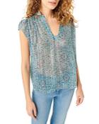 7 For All Mankind Floral Semi Sheer Silk Top