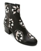 Dolce Vita Women's Mollie Embroidered Leather Block Heel Booties