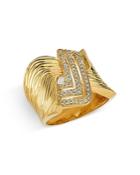 Hueb 18k Yellow Gold Plisse Diamond Statement Ring