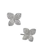 Nadri Wren Pave Flower Stud Earrings In Rhodium Plated