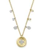 Meira T 14k White And Yellow Gold Diamond Cross Disc Necklace With Pearl Charms, 18