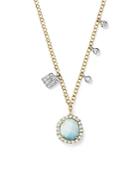 Meira T 14k White And Yellow Gold Larimar Necklace With Diamonds, 19