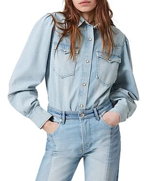 Allsaints Veela Denim Bodysuit In Light Indigo