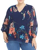 Daniel Rainn Plus Printed Lace Detail Blouse
