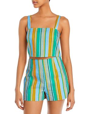 Staud Rigina Linen Stripe Crop Top