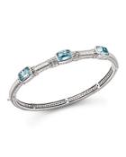Judith Ripka Triple Stone Bangle With White Sapphire And Sky Blue Crystal