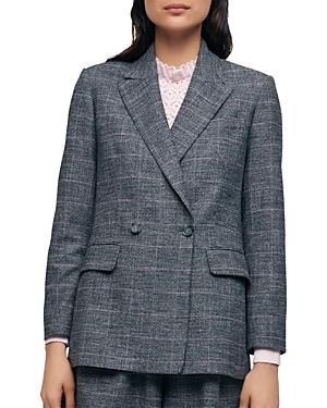 Maje Vincio Check Double Breasted Jacket